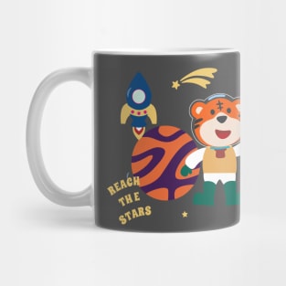 Space tiger or astronaut in a space suit with cartoon style Mug